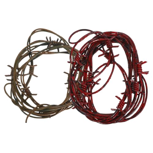 VICASKY 2stücke Simulations-stacheldraht-Requisiten Aus Kunststoff Mit Widerhaken Rostig Für Halloween-Western-Partys Und Bastelarbeiten von VICASKY