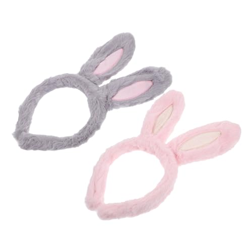 VICASKY 2 Stück Teiliges Hasenohren Haarband Elastisches Stirnband für Damen Cartoon Bunny Ohr Design Flexibler Rutschfester Sitz Kuscheliges Material für Party Cosplay und Osterfeiern von VICASKY