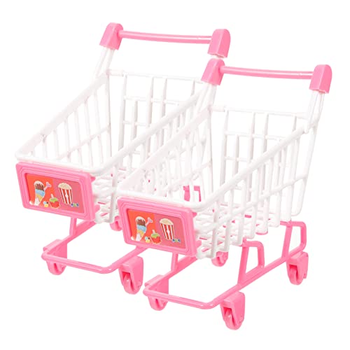 VICASKY 2 Stück Teiliges Mini Einkaufswagen für Rosa Realistische Rollenspiele Fördert Hand Augen Koordination und Kreativität für Kleinkinder von VICASKY