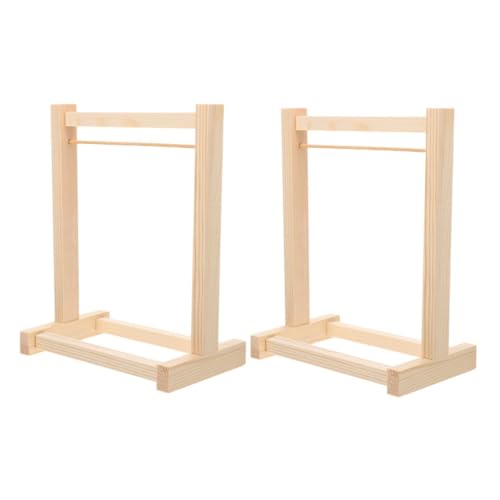 VICASKY 2 Stück Teiliges Mini Holz Wäscheständer für Puppenhaus Realistisches Kleidungsregal Kindgerechter Puppenkleider Organizer Stilvolles Möbelzubehör für Puppenmöbel von VICASKY