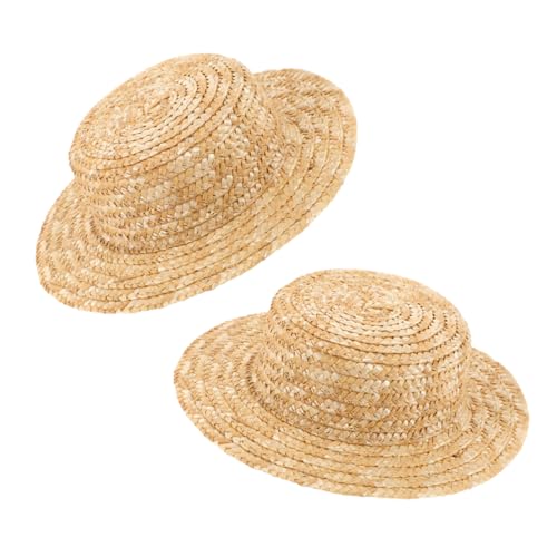 VICASKY 2 Stück Teiliges Miniatur Strohhut Kleine Runde Bastelhüte für DIY Puppenzubehör Handgefertigte Mini Hutrohlinge für Puppenhaus Dekoration und Kreative Bastelprojekte von VICASKY