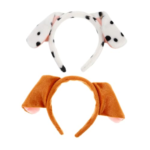 VICASKY 2 Stück Teiliges Plüsch Hundekostüm Stirnband mit Rutschfesten Ohren Weiches Haarreif Accessoire für Erwachsene Vielseitig für Alltag Party Cosplay und Reisen Geeignet von VICASKY