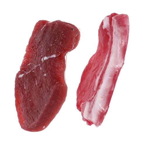 VICASKY 2 Stück Teiliges Realistische Fleischmodelle aus Langlebigem Material Künstliches Steak und Schweinefleisch Täuschend Echte Nachbildung für Küchen Deko Party Markt und Fotografie von VICASKY