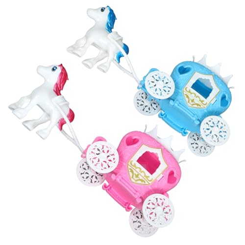 VICASKY 2 Stück Teiliges Spielset Kürbis Motiv mit Einhorn Schloss Design Farbige Kunststoff Kutschen Blau als Tischdekoration und Halloween für Mädchen von VICASKY