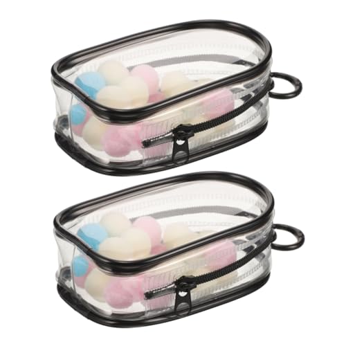 VICASKY 2 Stück Transparente Mini Puppen Aufbewahrungstasche mit Schlüsselanhänger und Flauschball Tragbare Kleine Displaytasche für Sammelfiguren Praktische Hängetasche für Unterwegs und von VICASKY