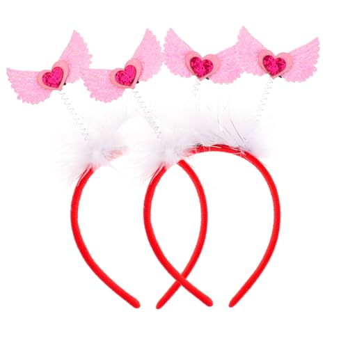 VICASKY 2 Stück Valentinstag Haarreif Flexible Herz Haarbügel Rutschfest Rote Stirnbänder für Frauen Hochzeit Party Foto Requisiten Haarschmuck von VICASKY