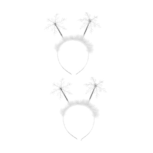 VICASKY 2 Stück Weihnachtlicher Haarschmuck Teiliges Schneeflocken Stirnband Federn Kopfband für Mädchen und Erwachsene Langlebig Bequem Festliche Dekoration für Party und Alltag von VICASKY