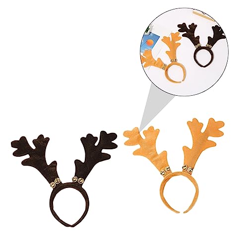 VICASKY 2 Stück Weihnachtliches Rentiergeweih Haarband aus Weichem Samt mit Glocken Leichtes Haarschmuck Accessoire für Mädchen und Frauen Bequemes Party Kopfschmuck von VICASKY