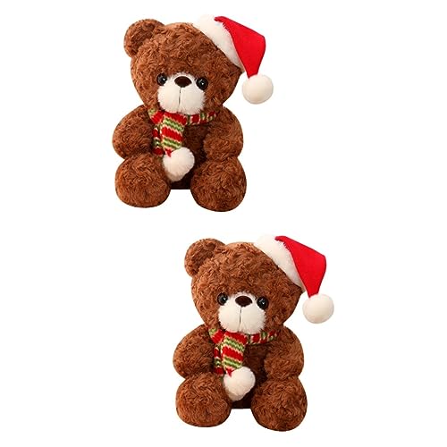 VICASKY Weihnachts Bär Plüschtier 2 Stück Weihnachtsbär Badezimmerdekoration Bärenpuppe Plüschbär Weihnachtspuppe Weihnachtsplüschpuppe Pp Baumwolle Weihnachtsbär Klein von VICASKY