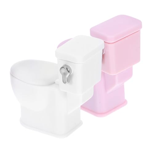 VICASKY 2 Stück Zubehör für Puppenhäuser Mini-Toilettensitzspielzeug Zubehör für Puppenhausmöbel Toilettenmodell kleine Hausmöbel realistische Toilette Puppenhausmöbel-Toilette Plastik von VICASKY