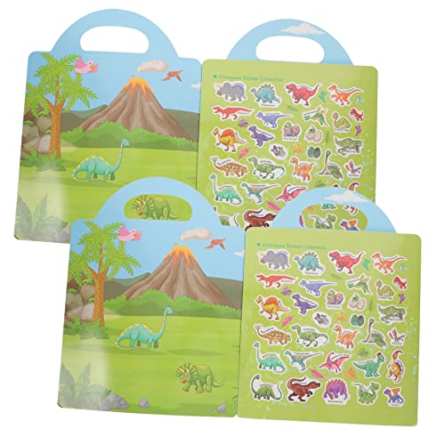 VICASKY 2 Szenenaufkleber Wiederverwendbares Aufkleberbuch Kleinkind Dinosaurier Aufkleberbuch Aufkleberaufbewahrung Kinderaufkleber Nagelaufkleber Wanddekoaufkleber Dinosaurier von VICASKY