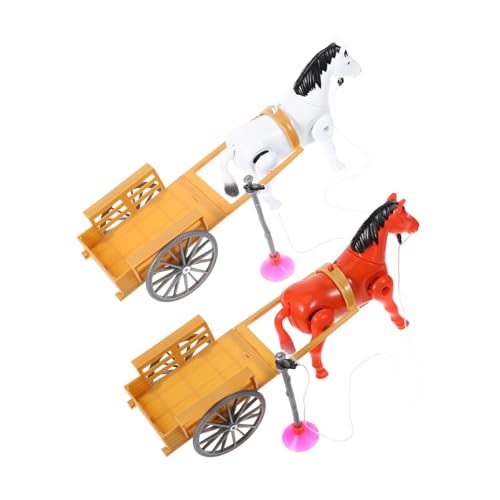 VICASKY 2 Teiliges Elektrisches Pferdespielzeug mit Rotierender Kutsche Bunte Kunststofffiguren für Frühe Lernspielzeuge für Jungen und Mädchen Zufällige Farbe von VICASKY