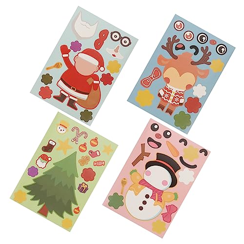 VICASKY 20 Blätter Weihnachtsaufkleber Entzückender Puzzle-Aufkleber Abnehmbarer Aufkleber Weihnachtsspielzeug Für Elch Aufkleber Weihnachtskinderaufkleber Kinderspielzeug Papier von VICASKY