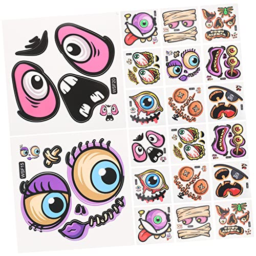 VICASKY 20 Blatt Halloween Aufkleber Nagelaufkleber Lustige Aufkleber Partygeschenke Halloween Gesichtsdekorationsaufkleber DIY Ausdrucksaufkleber Ausdrucksaufkleber Outdoor von VICASKY