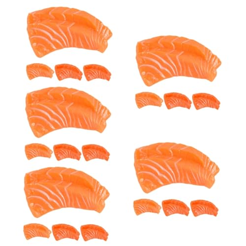 VICASKY 20 STK Lachs-Modell Requisiten Für Lebensmittelfotos Gefälschtes Fischfleisch Orangenscheiben Gefälschtes Sushi-Spielzeug Simulation Lachs Lachsfischmodell Schreibtisch Sashimi PVC von VICASKY