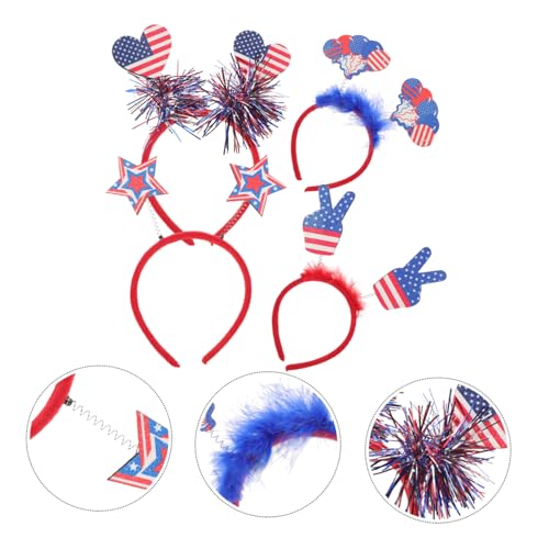 VICASKY 20 Stck. Teiliges Unabhängigkeitstag Haarband Us Flagge Kopfband mit Stern und Herzdesigns Leichtes Langlebiges Party Haarschmuck für Of July Feier und Kostüm von VICASKY