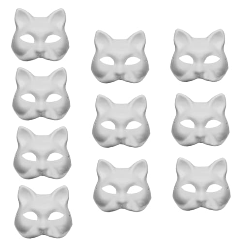 VICASKY 20 Stück DIY Bemalbare Weiße Pappmaché Masken Katzenform Umweltfreundlich für Faschings und Maskenbälle als Cosplay Accessoires und Partybedarf für Erwachsene VICASKY 20 Stück DIY Bemalbare Weiße Pappmaché Masken Katzenform Umweltfreundlich für Faschings und Maskenbälle als Cosplay Accessoires und Partybedarf für Erwachsene von VICASKY