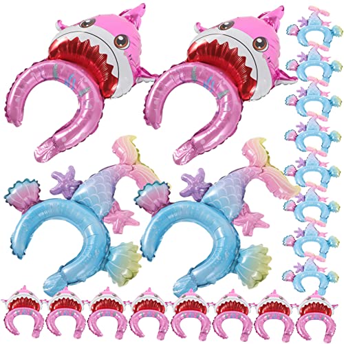 VICASKY 20 Stück Luftballon Haarschmuck Mermaid Party Stirnbänder für Kindergeburtstag Dekorative Aluminiumfolie Haarreifen für Fotografie und Feierlichkeiten von VICASKY