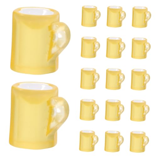 VICASKY 20 Stück Mini-Bierkrug Miniaturbrille Puppenhaus-miniaturen Szenenzubehör Dollhouse Accessoires Mini Miniaturspielzeug Simulation Mini-Modell Mini-Becher Minature Dinge Harz Gelb von VICASKY