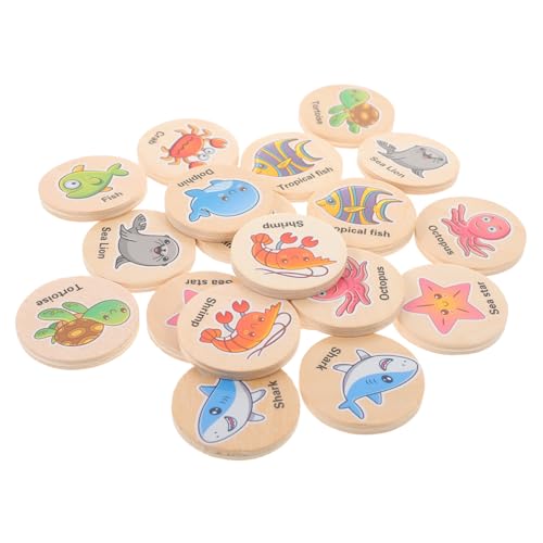 VICASKY 20 Stück Teiliges Holz Gedächtnisspiel für Montessori Spielkarten Konzentration Kognitive Fähigkeiten Ganze Familie Freien von VICASKY