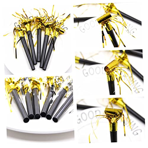 VICASKY 20 Stück Teiliges Kinderparty Tröten mit Goldenen Fransen Lustige Kunststoff Geräuschmacher Praktische Partygadgets für Geburtstagsfeiern Karneval Sportevents Sichere von VICASKY