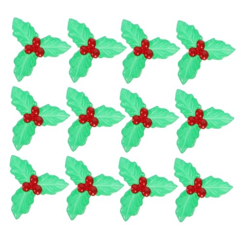 VICASKY 20 Stück Teiliges Mini Stechpalmenbeeren Weihnachtsdeko Bastelmaterialien Miniatur Holzbeeren mit Blättern für Festliche Pflanzenaccessoires und Heimdekoration von VICASKY