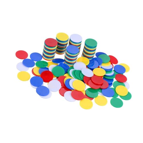 VICASKY 200 Stück Plastik Spielchips Glatte Kanten Zählchips für Bingo Lernspiele und Poker Vielseitige Kunststoff Münzen für Spieler von VICASKY