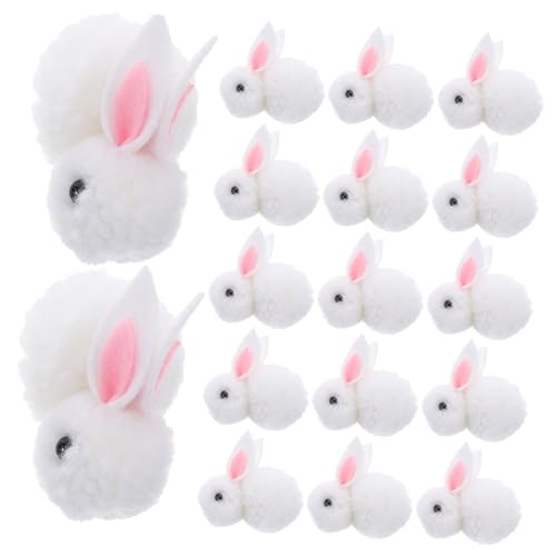 VICASKY 20St Hase Stoffhase Kork Fliese Hintergrund Rinde Miniatur für Puppenhaus Schuhregal an der Wand montiert Abs Plüsch Kaninchen Bastel Zubehör Mini-Kaninchen Basteldekorationen Weiß von VICASKY