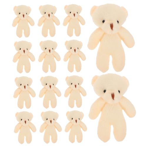 VICASKY 20St Mini-Bär klein tragen ausgestopfte Tiere Little Bear Bärenpuppe mini Bär Ornament Tragbarer Bärenanhänger dekoratives Bärendekor tragbare Bärenfiguren Stoff Beige von VICASKY