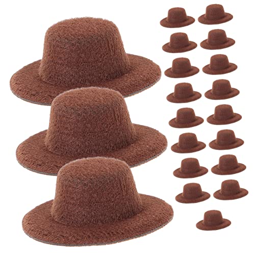 VICASKY 20St Mini-Hut Kinderkleider kinderkleidung spielzeuge kinderbekleidung Mini Scale Kid Toys Kappen Mini-Puppen kleine Jazz-Hütchen zum Basteln Mini-Jazz-Hüte zum Basteln Stoff Brown von VICASKY
