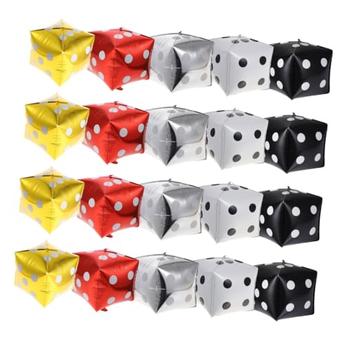 VICASKY 20 Stück Folienballons Würfelballons 12 Zoll für Spieleabend Dekoration Aluminiumfolie Partyzubehör Poker Event für Geburtstagsfeiern und Hochzeiten von VICASKY