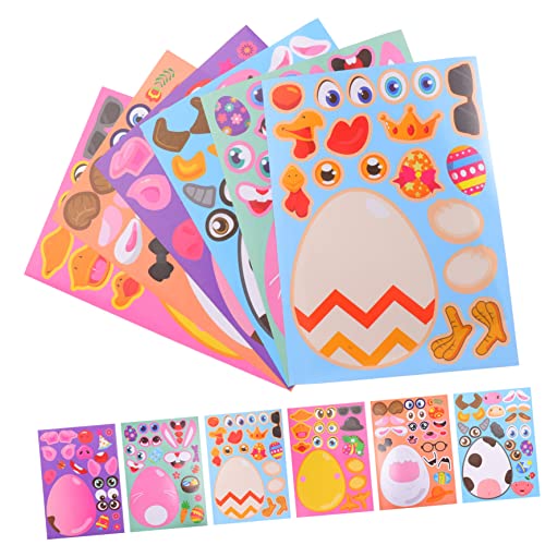 VICASKY 24 Blatt Osteraufkleber Cartoon-türaufkleber DIY-Ei-Aufkleber Ostern DIY Aufkleber Wandtattoo Ostern Ostern-Aufkleber Dekorativer Osterei-Aufkleber Ostern-Puzzle-Aufkleber Papier von VICASKY