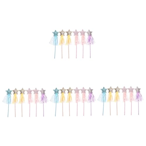 VICASKY 24 Stck. Teiliges Zauberstab Bunte Fairy Sticks mit Sternmotiv Dekorative Bühnenrequisiten für Mädchen für Partys Rollenspiele Halloween und Bühnenauftritte von VICASKY