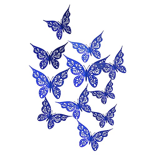 VICASKY 24 Stück Schmetterling Wandtattoo Blaue Schmetterlinge Dekorative Schmetterlinge dekorative Wandaufkleber mit Schmetterlingen DIY-Wandtattoos abziehen und aufkleben Papier Blue von VICASKY