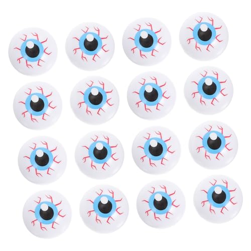 VICASKY 24 Stück Teiliges Halloween Realistische Blaue Augäpfel Kunststoff Hohle Hüpfaugen für Gruselige Deko Geburtstag Party Trick Treat von VICASKY