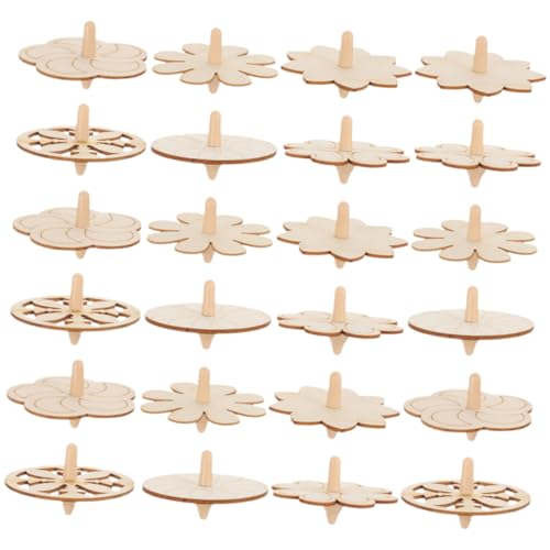 VICASKY 24 Stück Teiliges Holz Gyroskop zum Bemalen DIY Gyroskop für Schnelles Drehen Kreatives Bastelset für Jungen und Mädchen Langlebig und Pädagogisch hochwertig von VICASKY