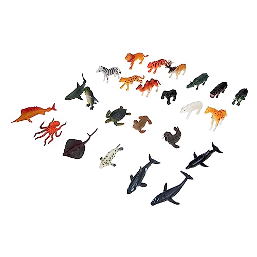 VICASKY 24 Stück Tierspielzeugmodell Zoo Tiere für Wilde Tiere winzige Spielsachen Känguruspielzeug Meerestiere Meerestierfiguren Plastiksimulation Wilde Tiere PVC von VICASKY