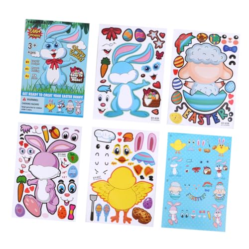 VICASKY 25 Blatt DIY Ostern Sticker Set Mix and Match Aufkleber für Bastelprojekt Spaß für Ostern Cover Beschreibung Muster Je pro Muster von VICASKY