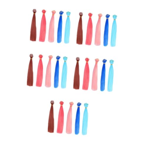 VICASKY 25 Stck. Teiliges Glatte Puppenhaar Wefts Hitzebeständige Synthetische Haarverlängerungen Weiche Realistische Textur Einfach zu Installierende Puppenperücken für DIY Basteln und von VICASKY