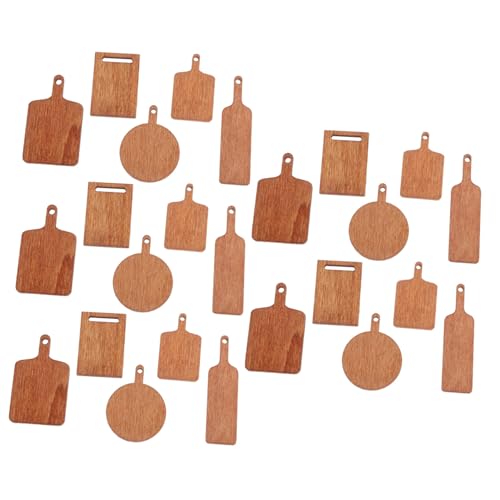 VICASKY 25 Stück Miniaturfutter Und Mit Hackingplatine Küchenzubehör Für Puppenstuben Kleine Puppenhaus-Accessoires Miniatur-puppenhauszubehör Mini-küchenmodell Hölzern Light Brown von VICASKY