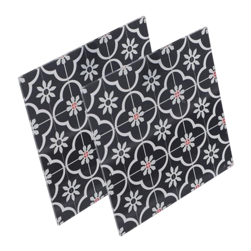 VICASKY 2St Boden im Puppenhaus Puppenhausfliese puppenhaus Wohnzimmer möbel Gitter puppenstubenmöbel Dollhouse Furniture Mini-Ornamente zum Basteln Mini-Bodendekorationen Acryl Black von VICASKY