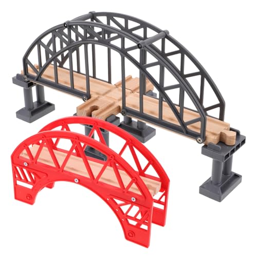 VICASKY Eisenbahnbrücken-spielzeugset Holzschienenbrückenmodell Kunststoffpfeiler Bastelstücke Für Fantasievolles Spielen von VICASKY