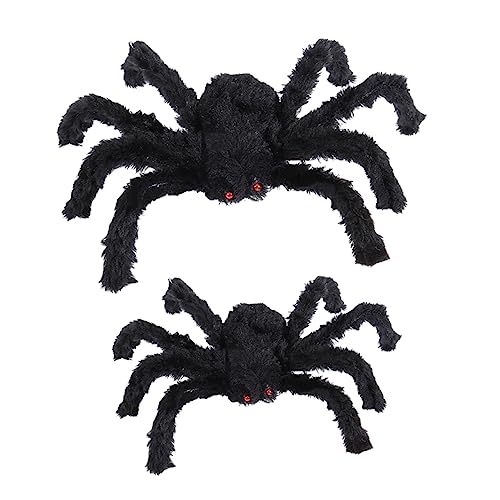 VICASKY 2stücke Gruselige Plüschspinnen Spielzeug Für Halloween Realistische Schwarze Spinnen Deko Requisiten Für Partys Und Streiche von VICASKY