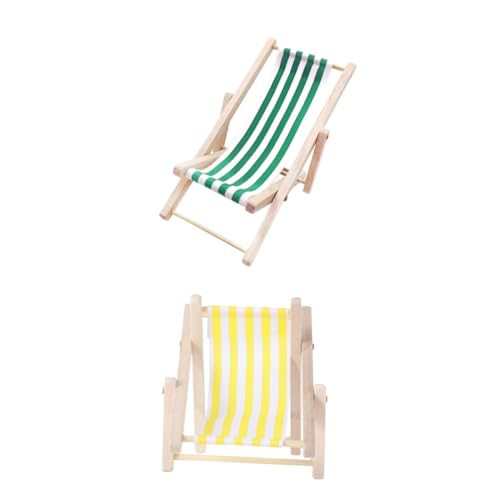 VICASKY 2St Liegestuhl-Modell für kinderspielzeug Toys holzliege Toys for dekorativer Sessel simulierter Requisiten-Liegestuhl Mini-Sessel aus Holz Birke Green von VICASKY