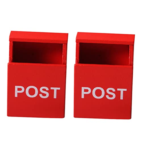 VICASKY 2St Mini-Briefkasten Briefkasten Miniaturen Miniaturmöbel Häuser für kinderspielzeug Kleiner Briefkasten Miniaturspielzeug hölzern rot von VICASKY