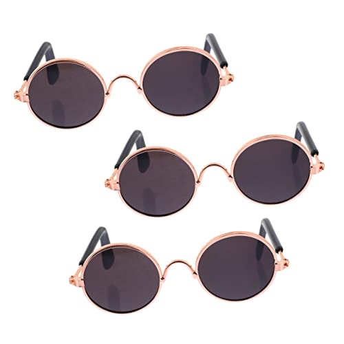 VICASKY 2 Stück Mini-Sonnenbrillen Rund Spielzeug Zum Anziehen Von Puppen Legierungsbrille C80 Goldrahmen Foto-Requisiten Für Jungen Und Mädchen von VICASKY