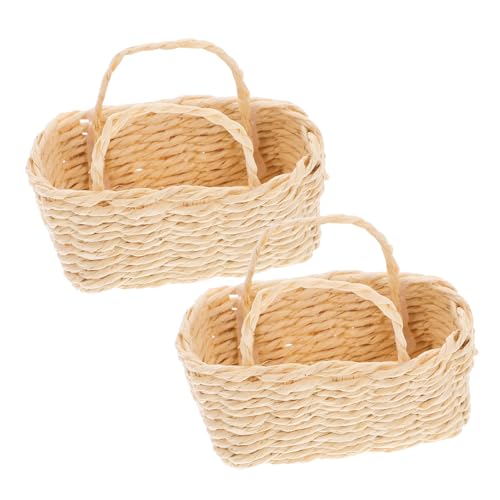 VICASKY 2St Mini-Korb spielzeugkorb Miniaturkorb Puppenhausdekoration Puppenhauskorb Puppenhaus Dekoration Mini Körbe Mini geflochtener Korb Handkorb aus Bambus basteln von VICASKY