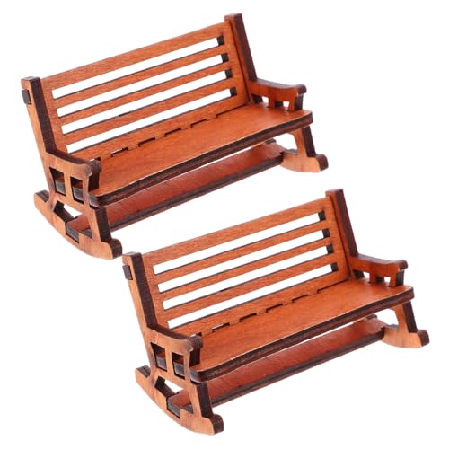 VICASKY 2St Mini-Stuhldekoration Miniaturpuppenhaus kleine möbel puppenhaus Mini-Hüte Garten Dekoration Miniaturmöbeldesign Feengarten-Schaukelstuhl Puppenhaus winziger Sessel Holz Brown von VICASKY