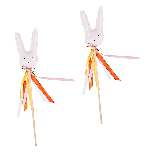 VICASKY 2St Ostern Zauberstab für draußen Fee Bebe für Kleinkinder und Mädchen Easter Bunny koszyczki wielkanocne Kaninchenmusterstab schmücken Festival-Requisiten Holz von VICASKY