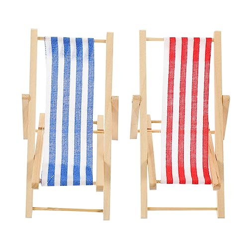 VICASKY 2St Puppenstubensessel bastelset basteln für klappliegen Strandstuhl-Dekoration klappbarer liegestuhl Mini-Ornament Puppenstuhl Miniaturen Stuhl Holz von VICASKY